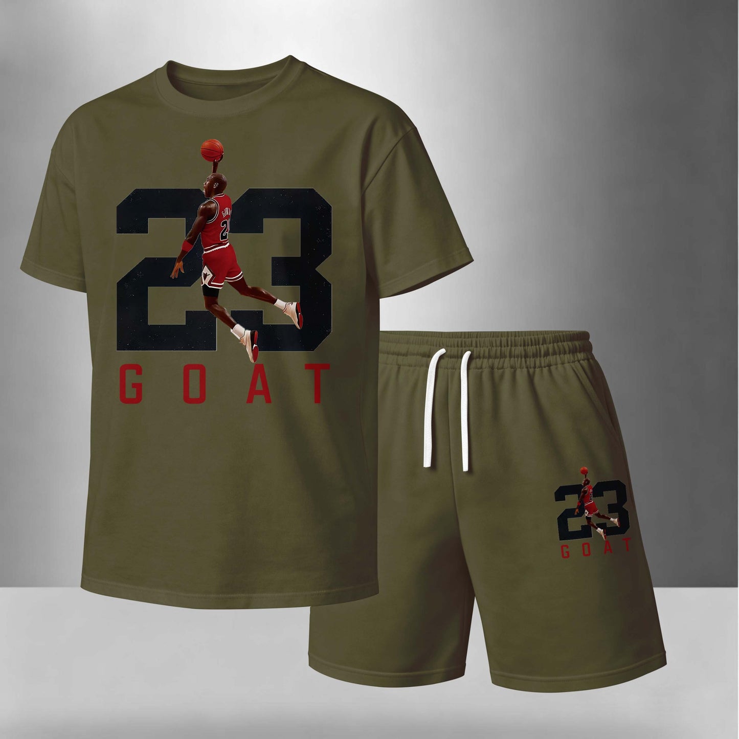 Men’s Summer 2 Piece Set, Basketball 23 Letter Print Short Sleeve T Shirt and Drawstring Shorts Matching Outfit, Lightweight Breathable Casual Set for Travel, Streetwear, Beach, Vacation, and Daily Wear