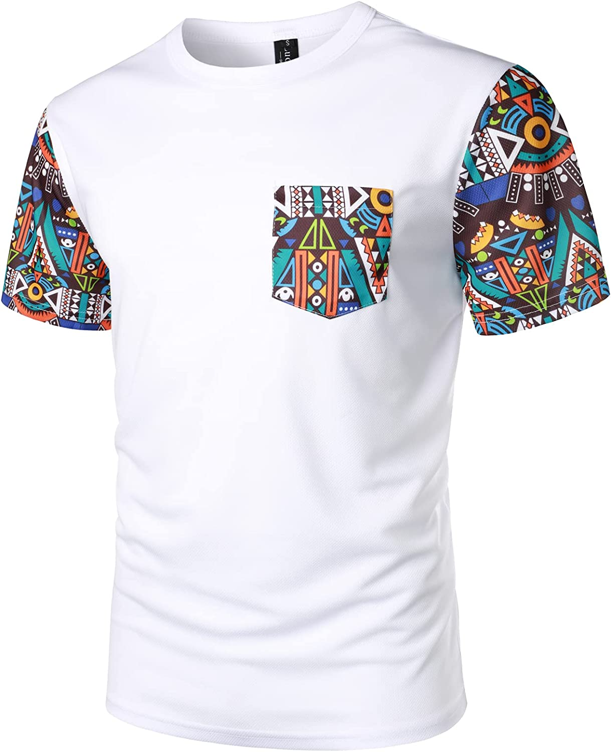 Men's Printed Colorblock T-Shirt and Shorts Set 009