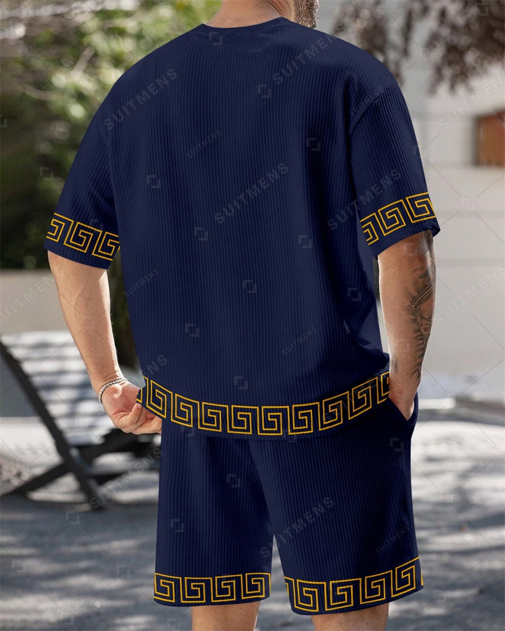 Men's Simple Retro Summer Round Neck Set 189