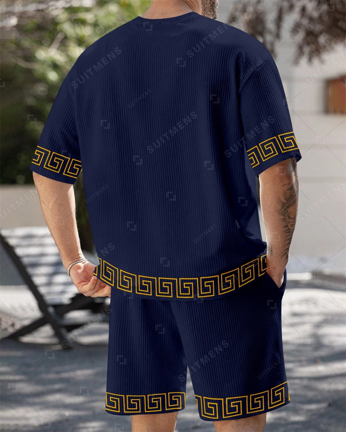 Men's Simple Retro Summer Round Neck Set 189