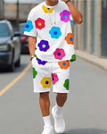Men's Floral Summer Round Neck Set 131