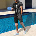 Suitmens Men's Printed Round Neck Short Sleeve Suit 07