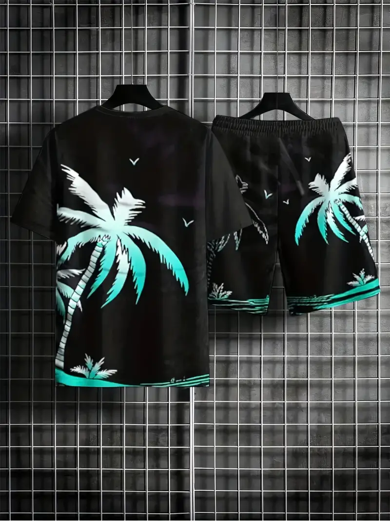 Suitmens Men's Casual Resort Printed Shorts Set 564