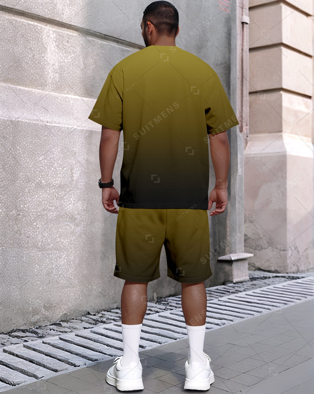 Men's Summer Colorblock Printed Round Neck Set 474