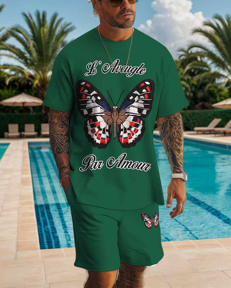 Men's Butterfly Print Shorts Set 482