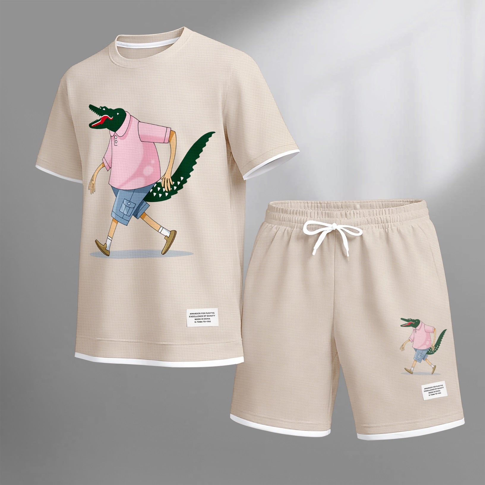 Men's Luxury Waffle-Knit Short-Sleeve Shirt & Shorts Set 16