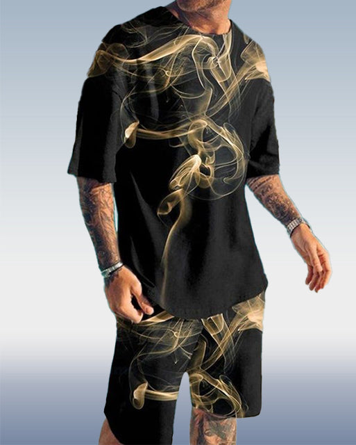 Suitmens Men's Colorblock Gradient Print Shorts Set 372