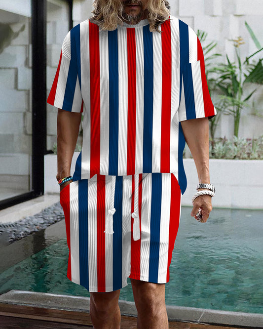 Men's casual gorgeous textured printed shorts set 558