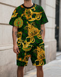 Men's Summer Gorgeous Pattern Printed Round Neck Suit 049