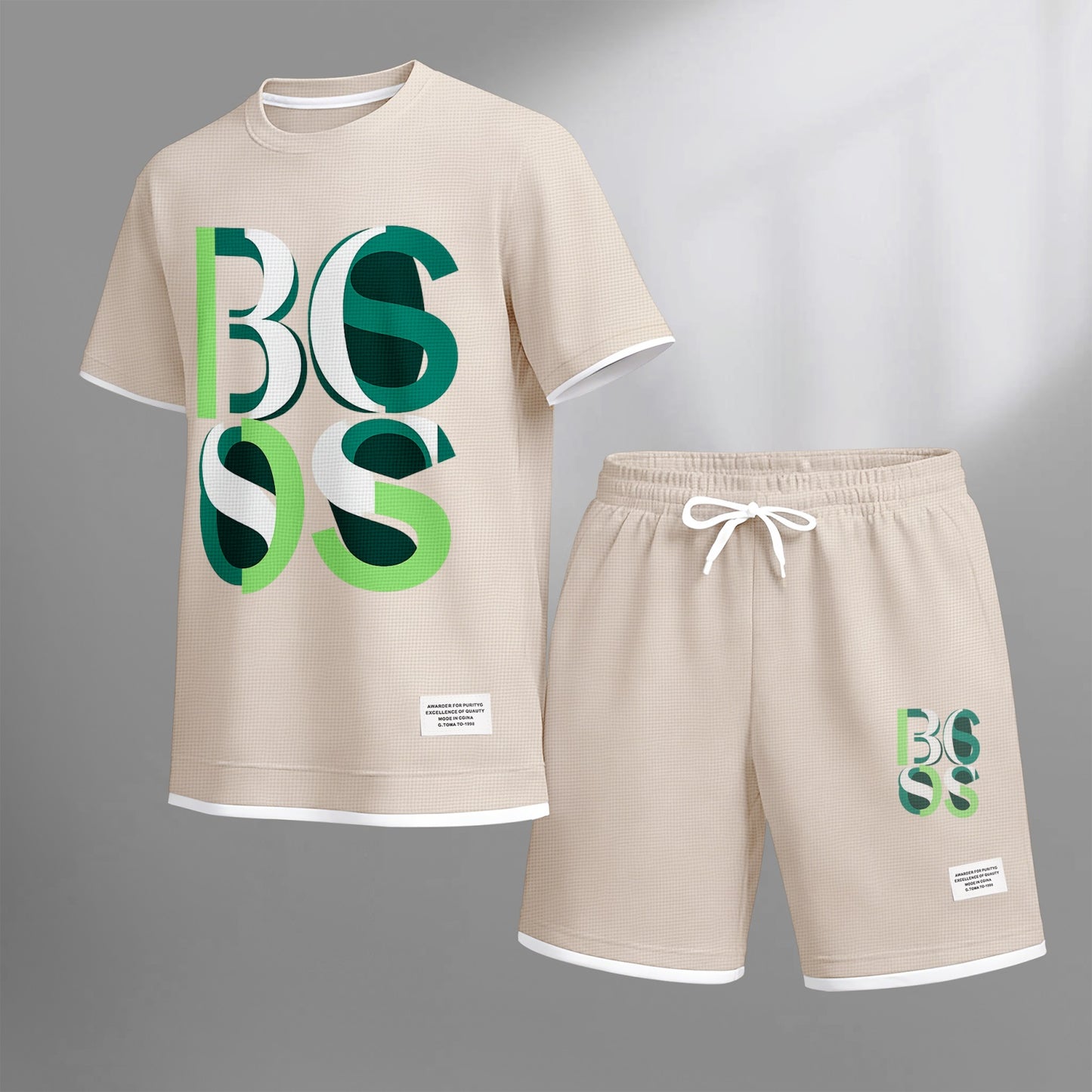 Men's Luxury Waffle-Knit Short-Sleeve Shirt & Shorts Set 10