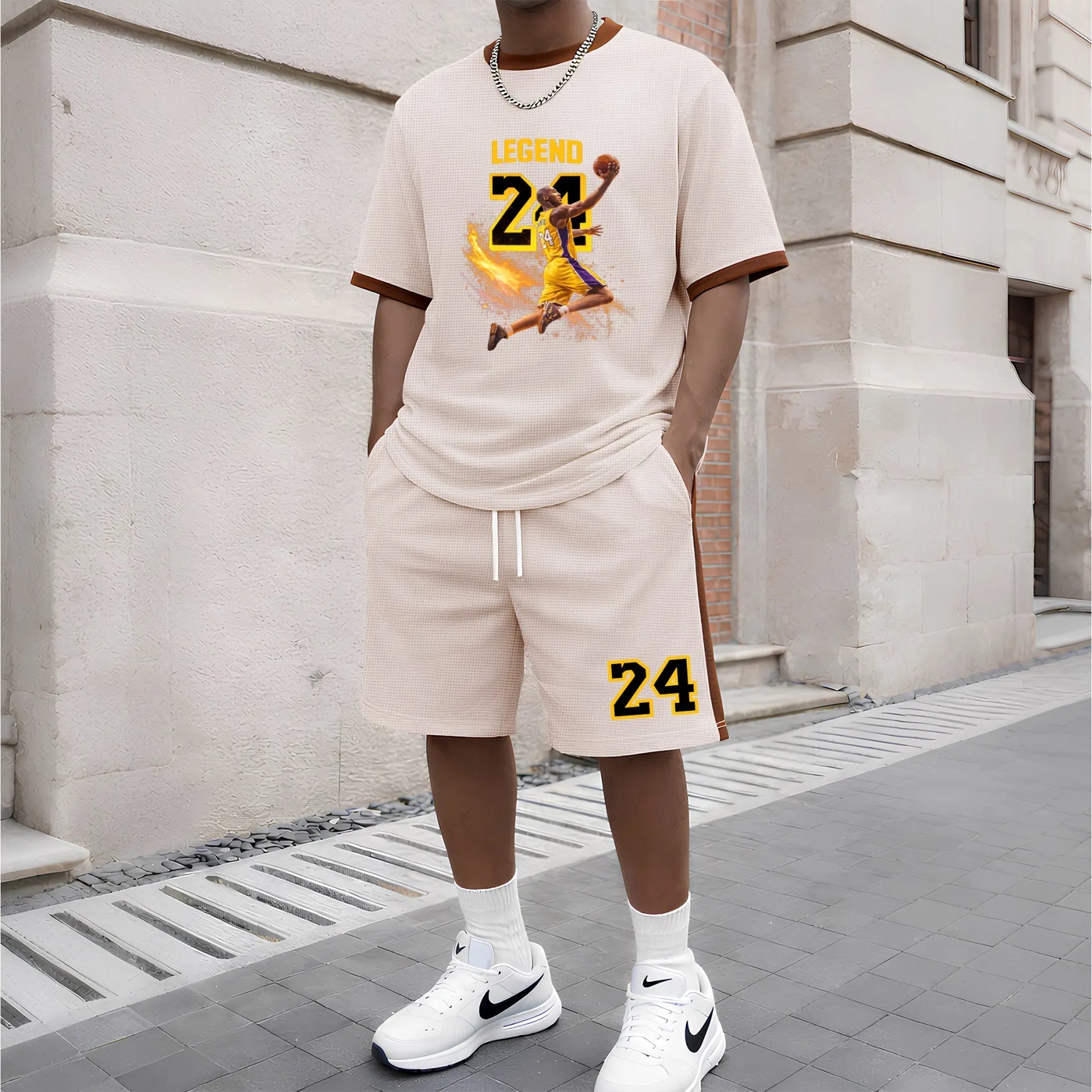 Men's Basketball Graphic Short-Sleeved T-Shirt And Drawstring Shorts Set, Men's Clothing, Casual Sports Short-Sleeved Top And Shorts, Men's Summer Everyday Wear, Indoor And Outdoor Sportswear, Sports Set.