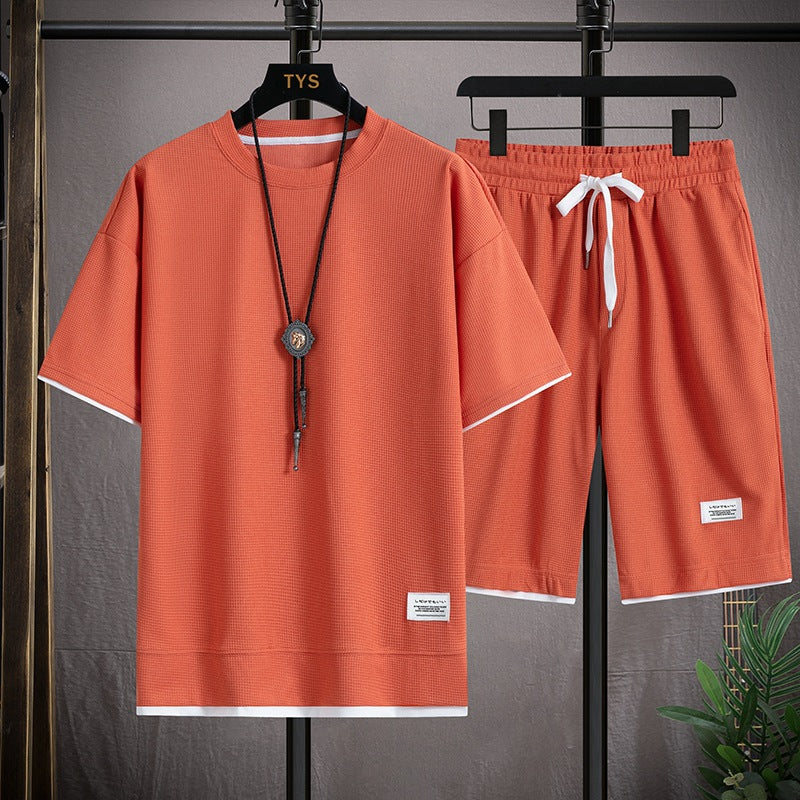 Men's Casual Waffle Shorts Set 6 Colors