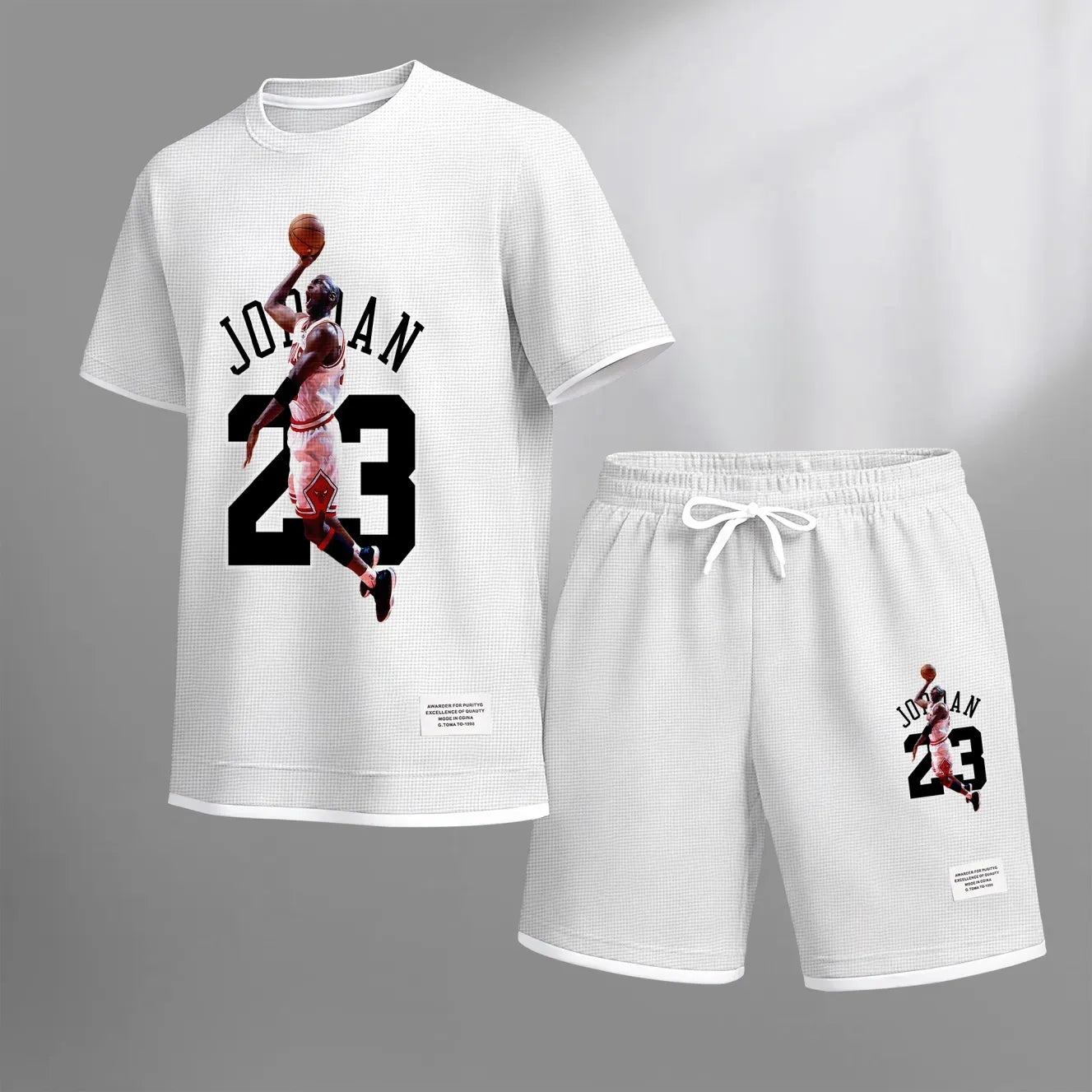 Men's No.23 Player Print Waffle Fabric Short-Sleeved Shirt And Shorts Set