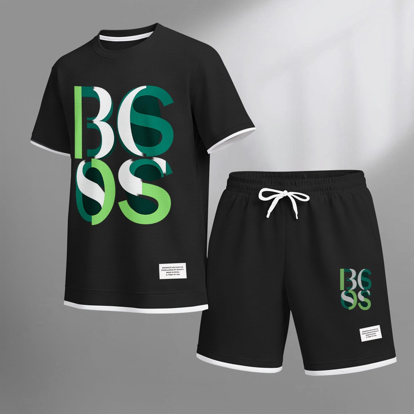 Men's Luxury Waffle-Knit Short-Sleeve Shirt & Shorts Set 10