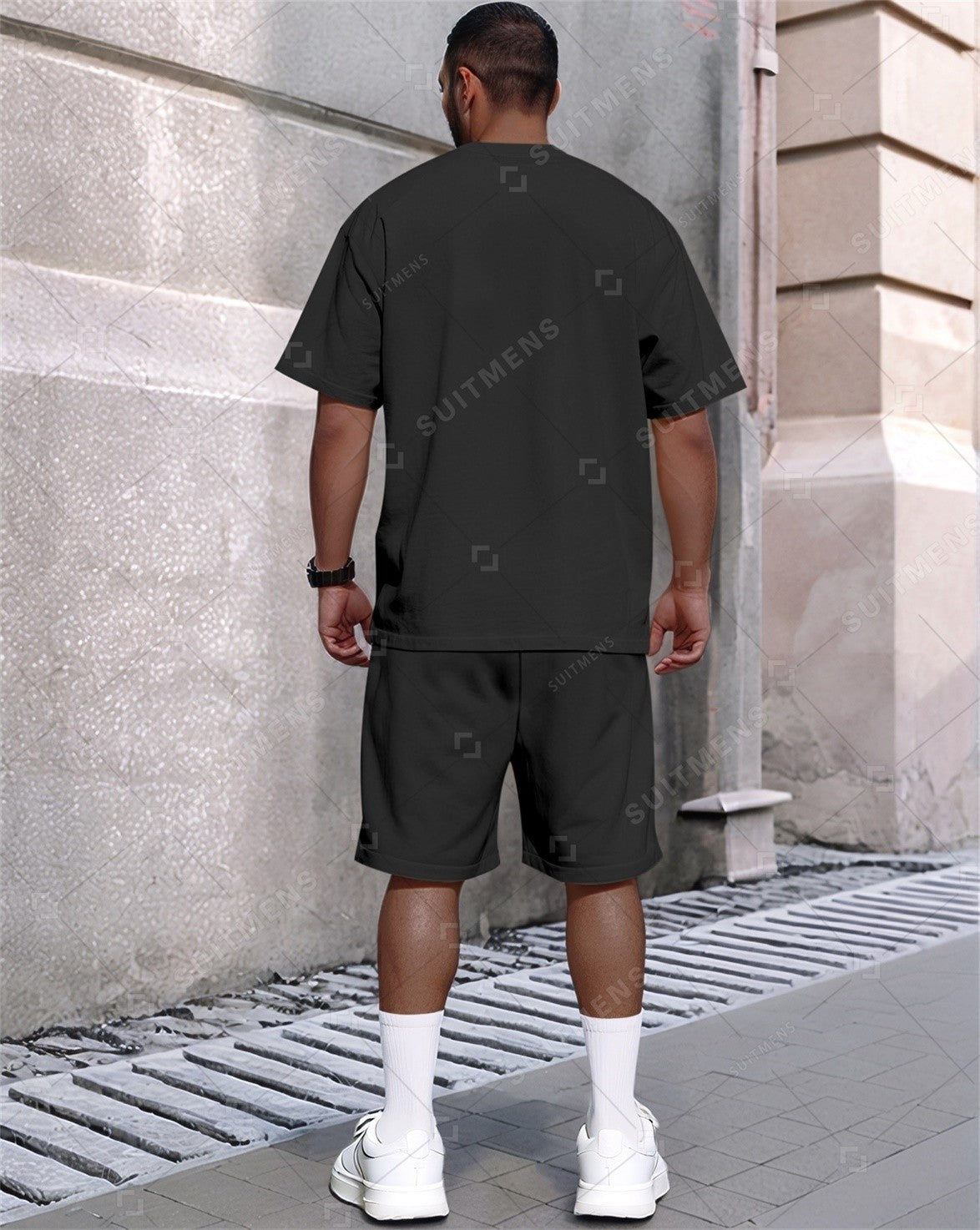 Men's Summer Simple Letter Print Round Neck Set 374