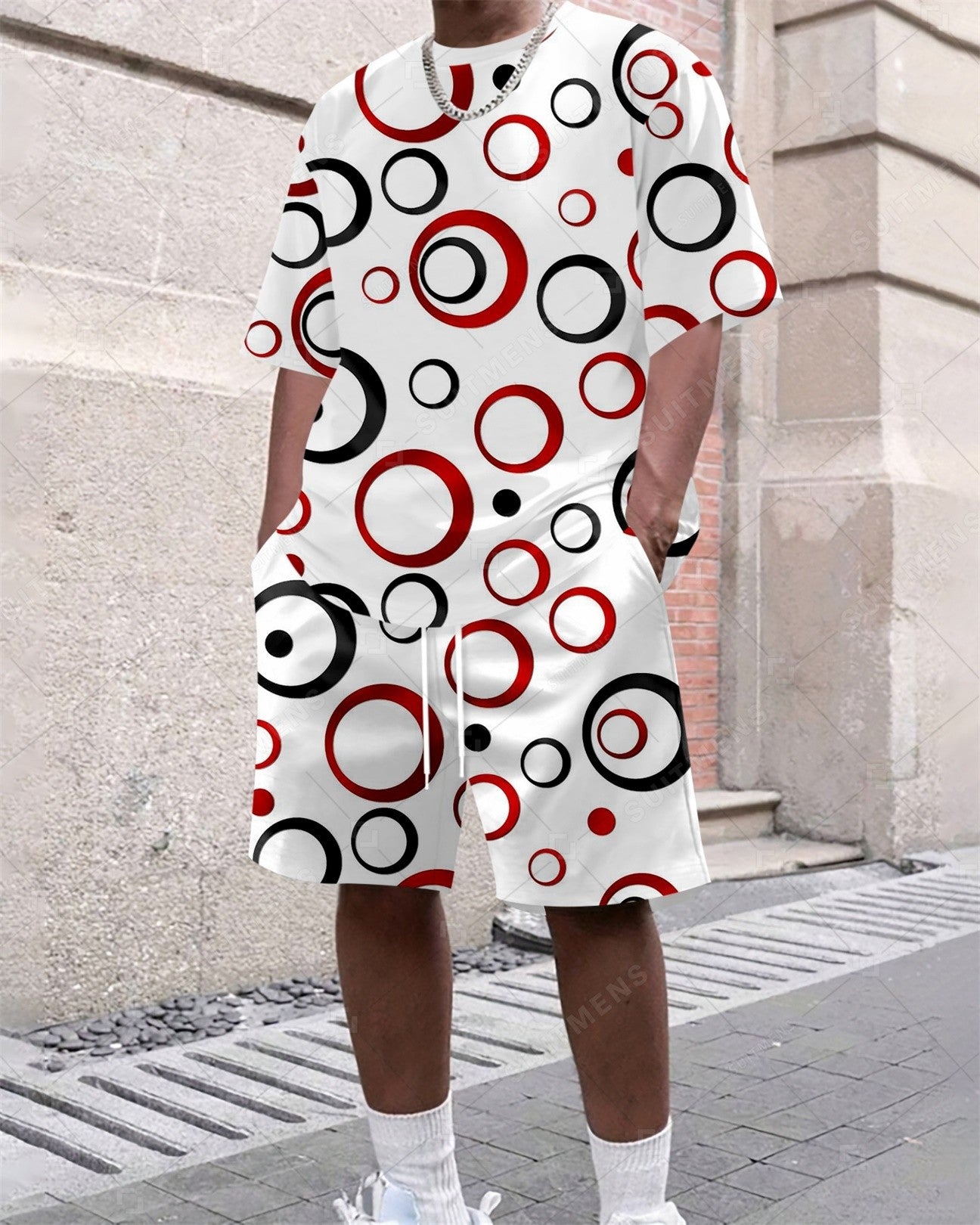 Men's Summer Art Print Round Neck Set 291