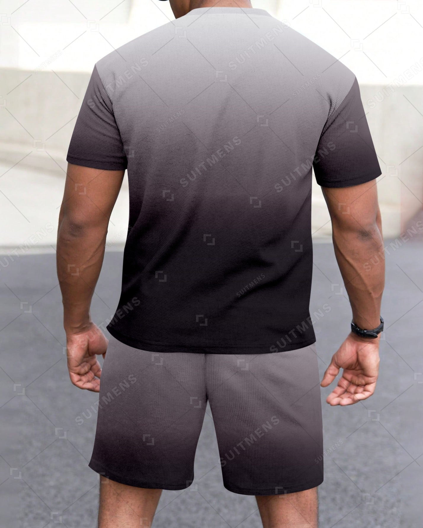 Men's Summer Gradient Printed Round Neck Suit 287