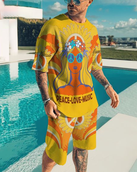 Suitmens Men's Personalized Graffiti Print Shorts Suit