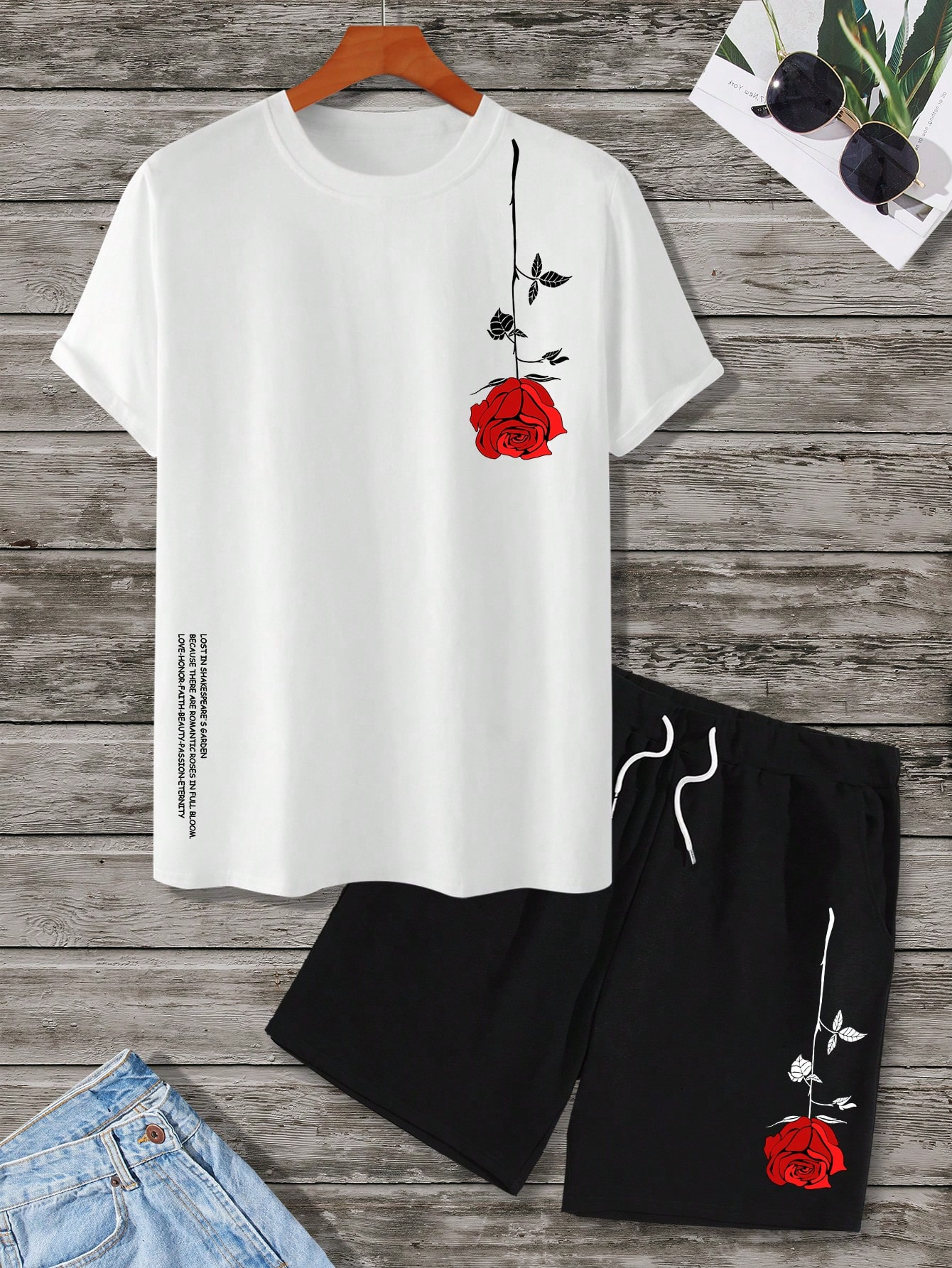 Men's Color Matching Casual Shorts Set 415
