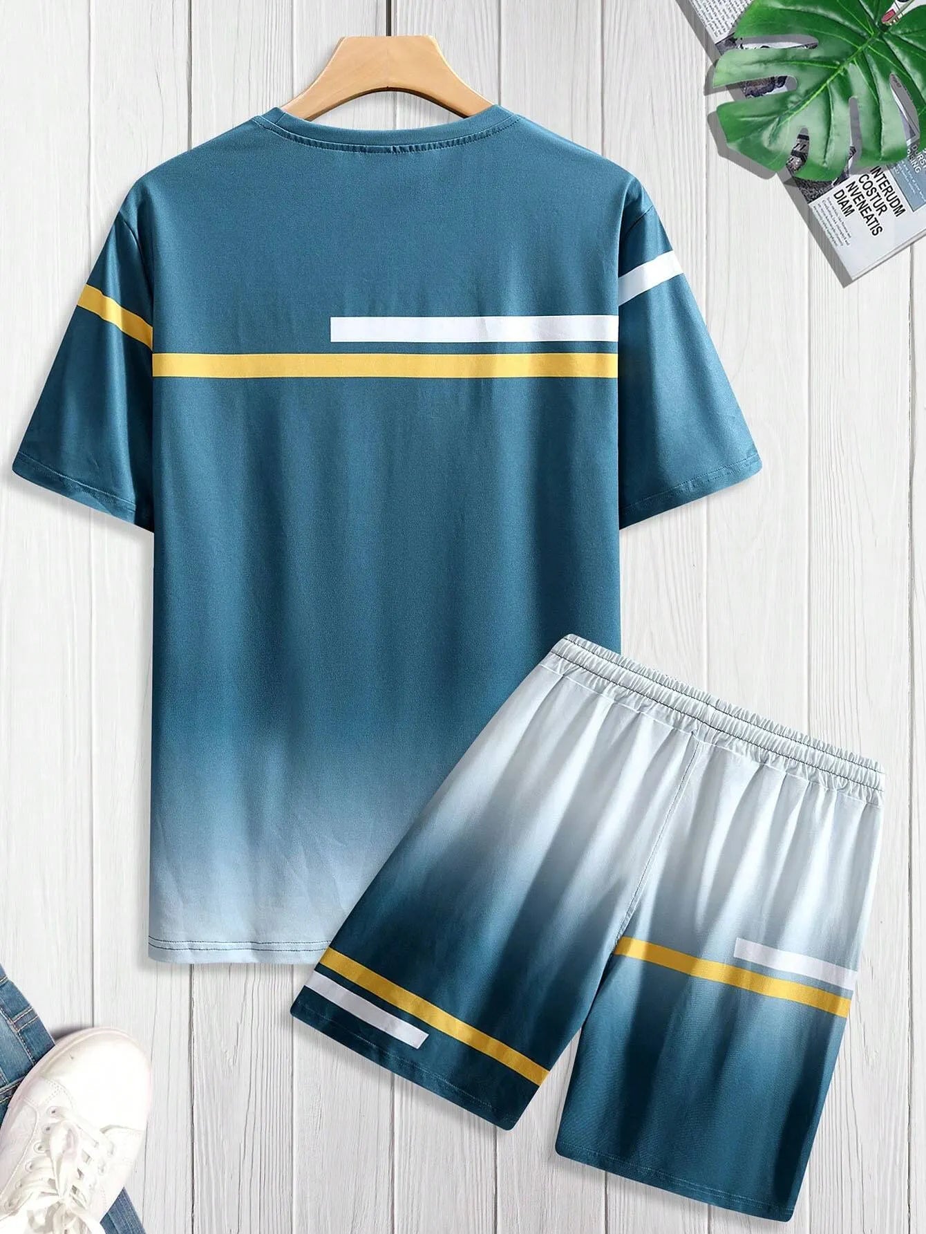 Men's Color Matching Casual Shorts Set 424