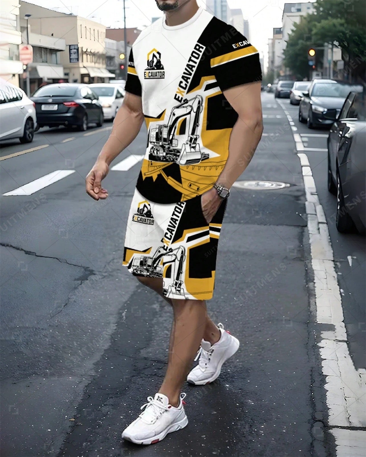 Men's Color Matching Casual Shorts Set 427