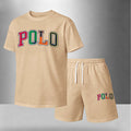 Men’s Summer 2 Piece Set, Letter Print Short Sleeve T Shirt and Drawstring Shorts Matching Outfit, Lightweight Breathable Casual Set for Travel, Streetwear, Beach, Vacation, and Daily Wear