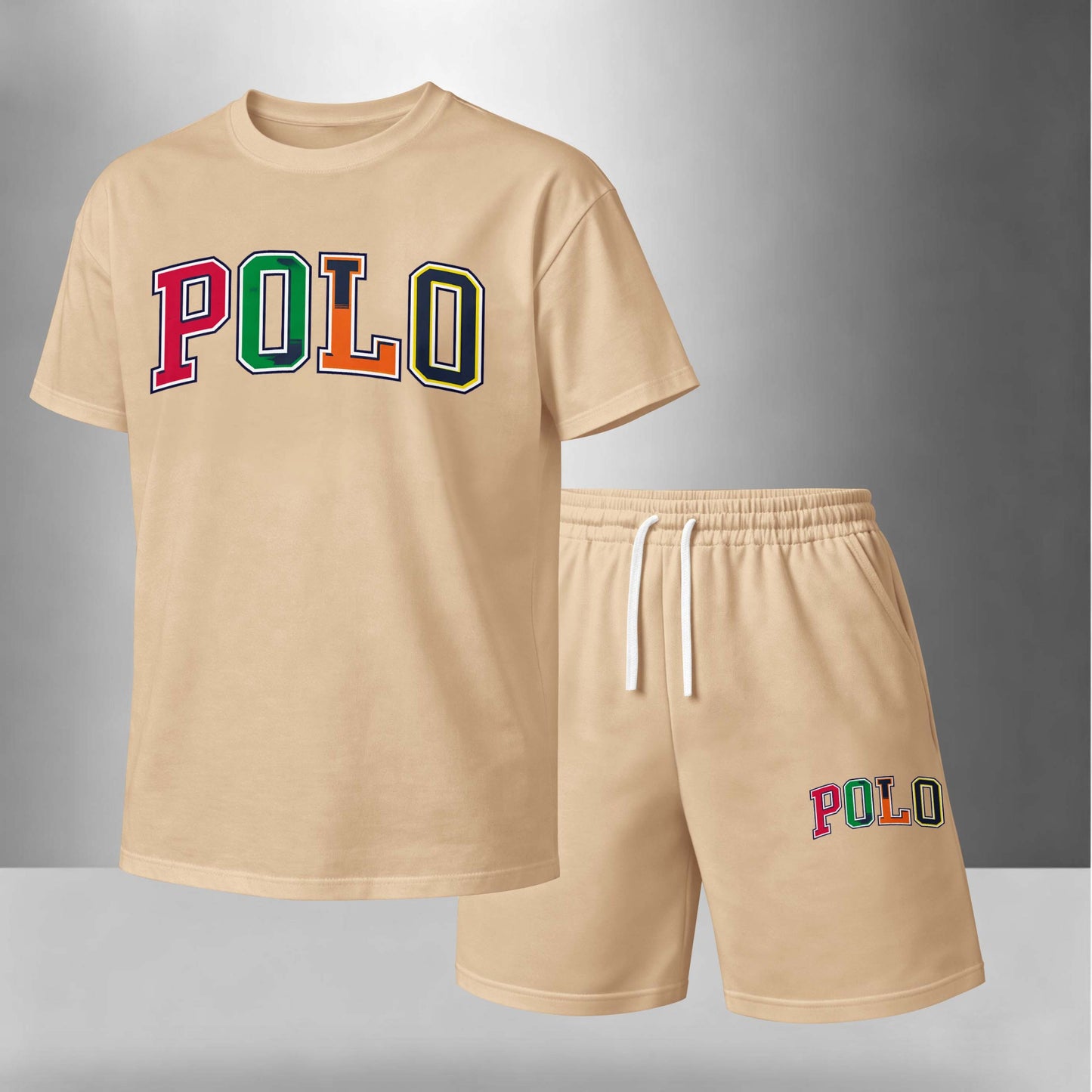 Men’s Summer 2 Piece Set, Letter Print Short Sleeve T Shirt and Drawstring Shorts Matching Outfit, Lightweight Breathable Casual Set for Travel, Streetwear, Beach, Vacation, and Daily Wear
