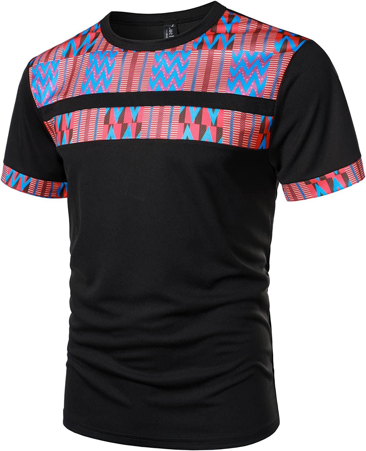 Men's Printed Colorblock T-Shirt and Shorts Set 019