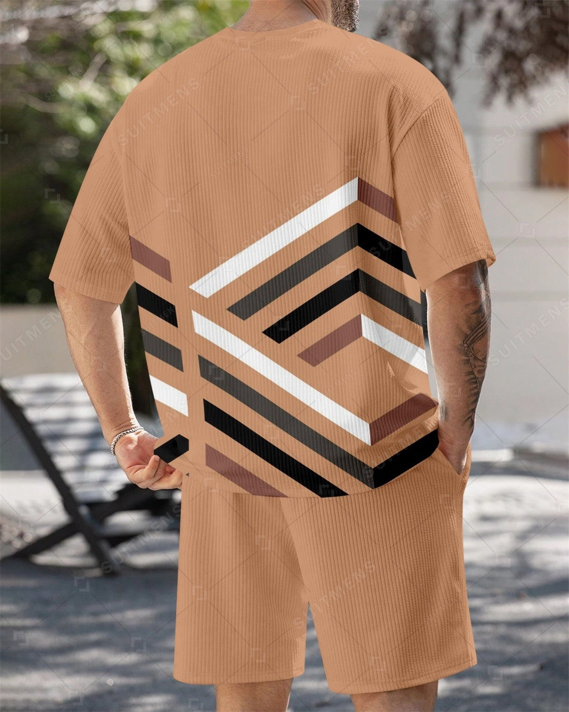 Men's Simple Color Matching Summer Round Neck Set 192