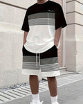 Men's Colorblock Summer Round Neck Set 107