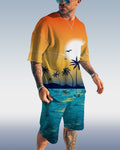 Suitmens Men's Coco Print Shorts Set Apricot 034