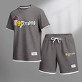 Men's Graffiti Collage Design Print Waffle Fabric Short-Sleeved Shirt And Shorts Set