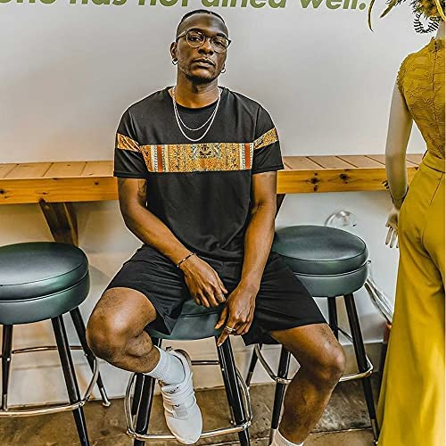Men's Printed Colorblock T-Shirt and Shorts Set 031