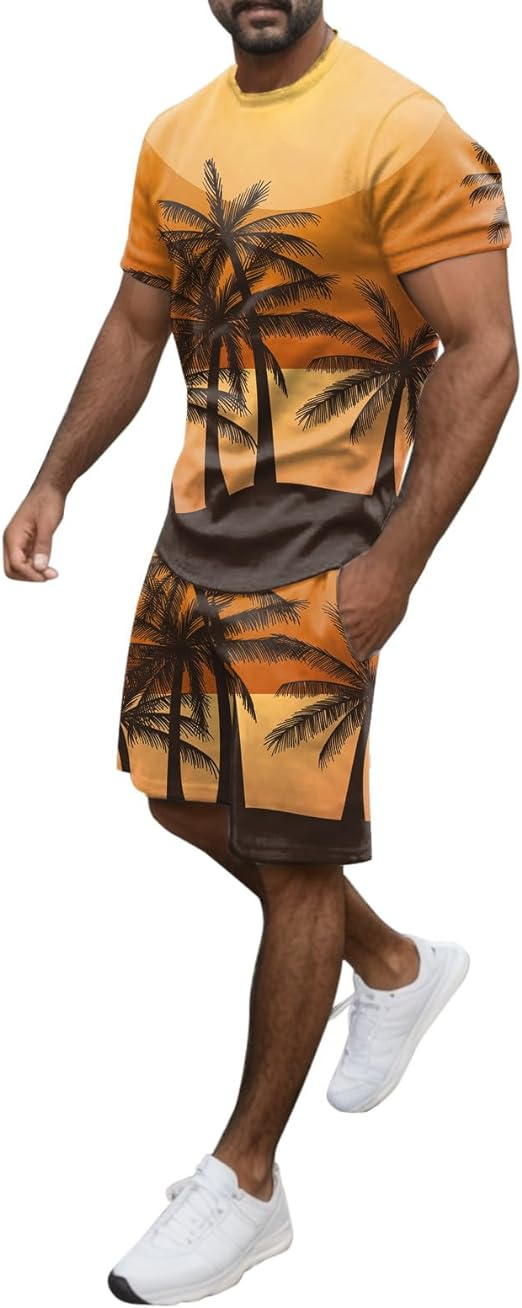 Men's Hawaiian Print Shorts Set 450