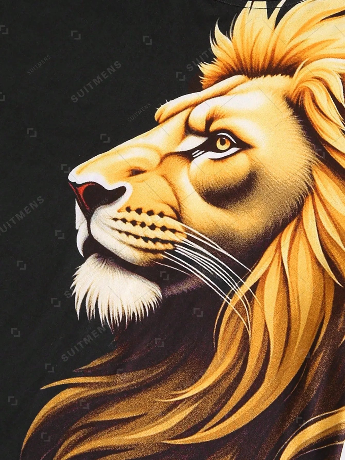 Men's Summer Gradient Lion Print Round Neck Set 220