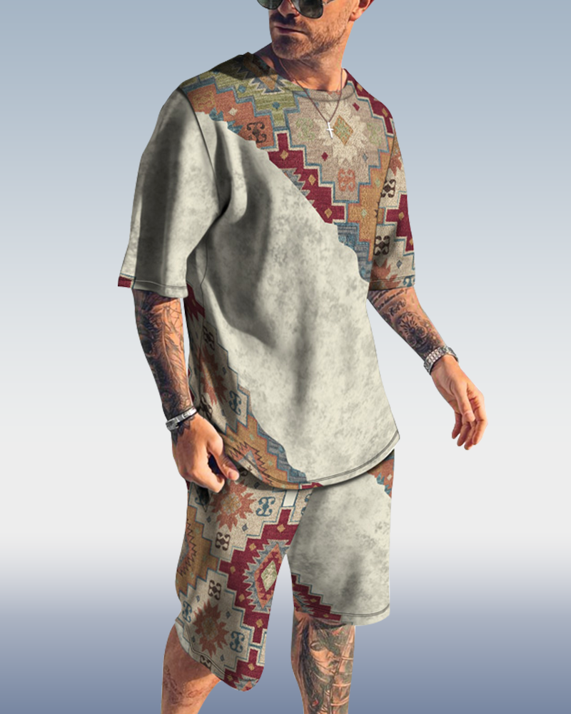 Men's spring and summer print suit 058