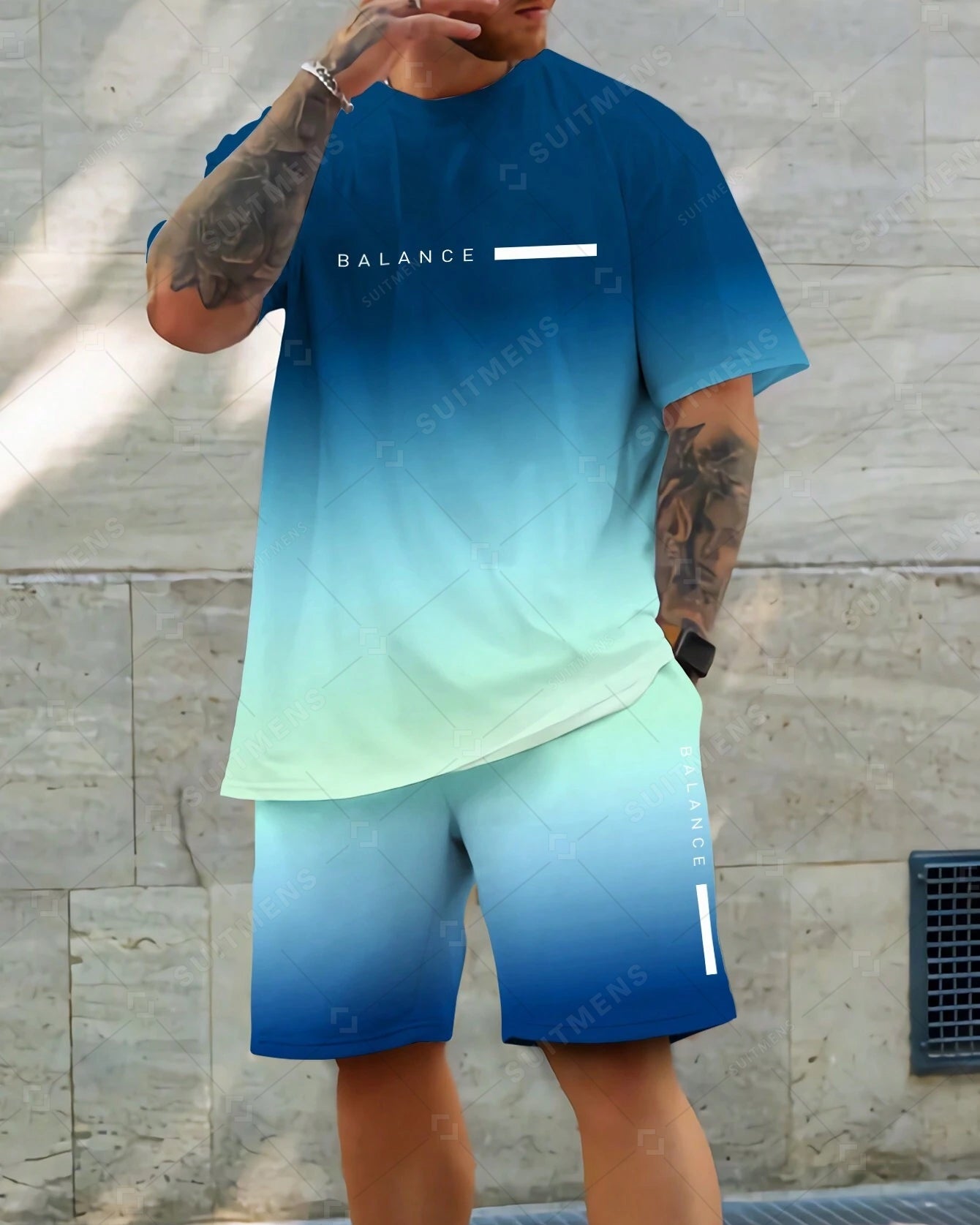 Men's Color Matching Casual Shorts Set 419