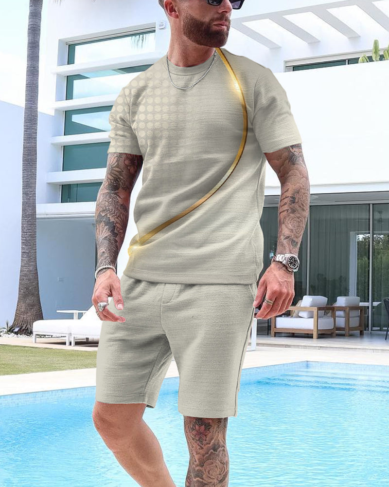 Men's Casual Gradient Print Shorts Set 49