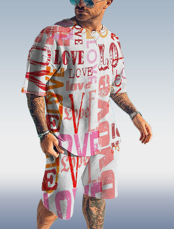 Suitmens Men's Express Your Love Print Shorts Set 137