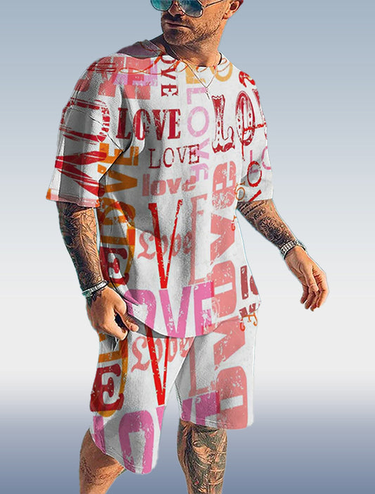 Suitmens Men's Express Your Love Print Shorts Set 137