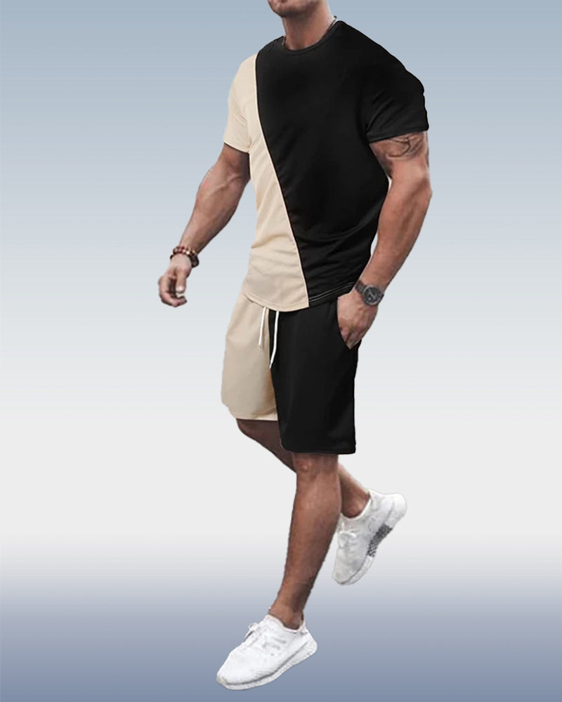 Suitmens Men's Colorblock Print Shorts Set 125