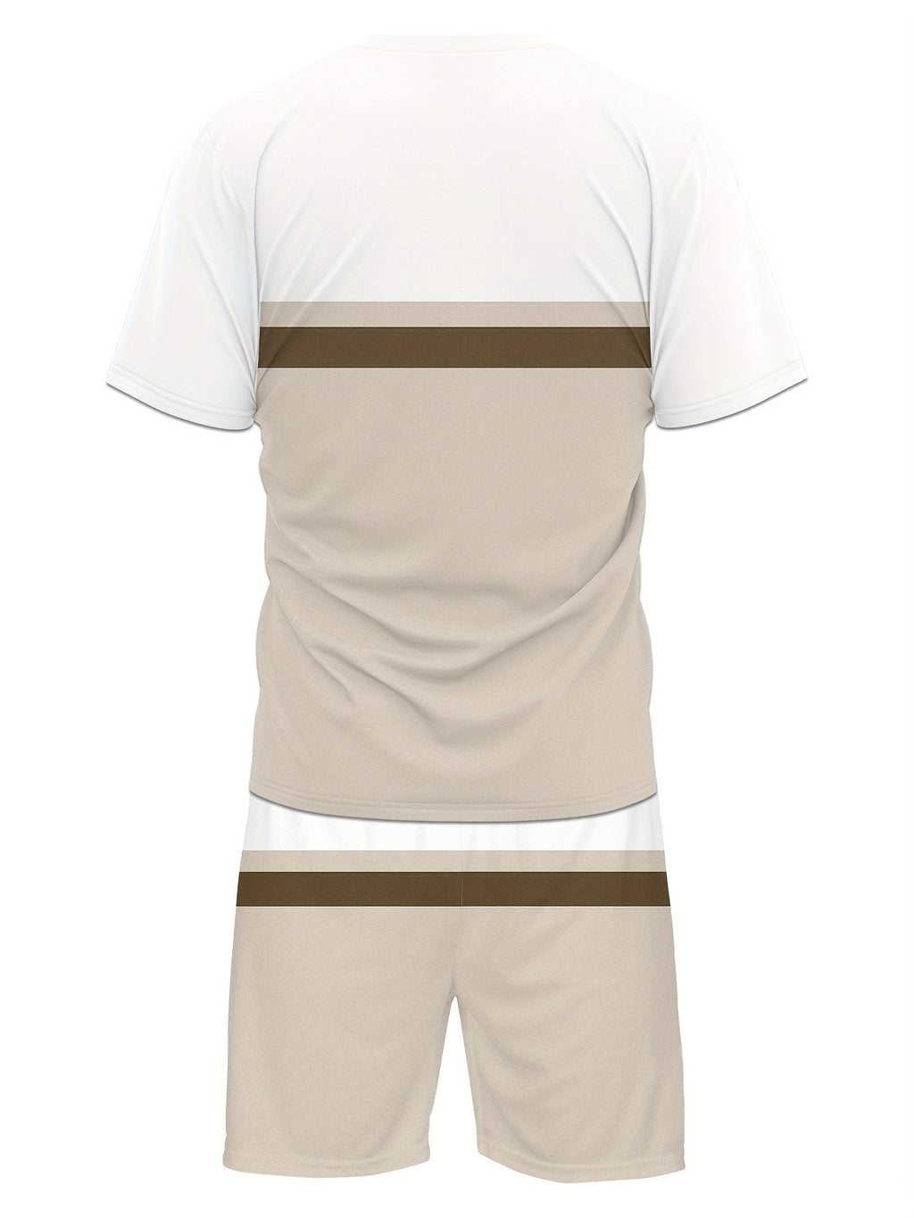Men's Summer Color Matching Print Round Neck Set 929