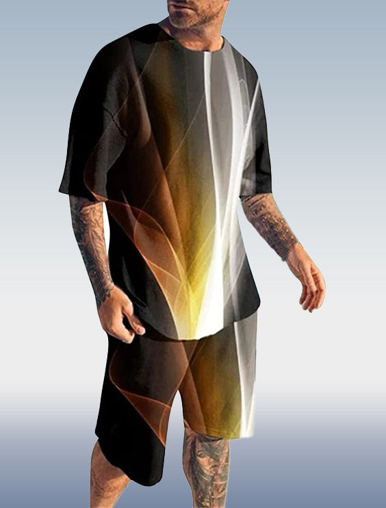 Suitmens Men's Colorblock Print Shorts Set 081
