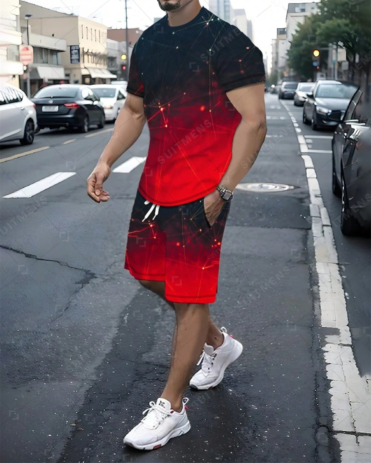 Men's Color Matching Casual Shorts Set 420
