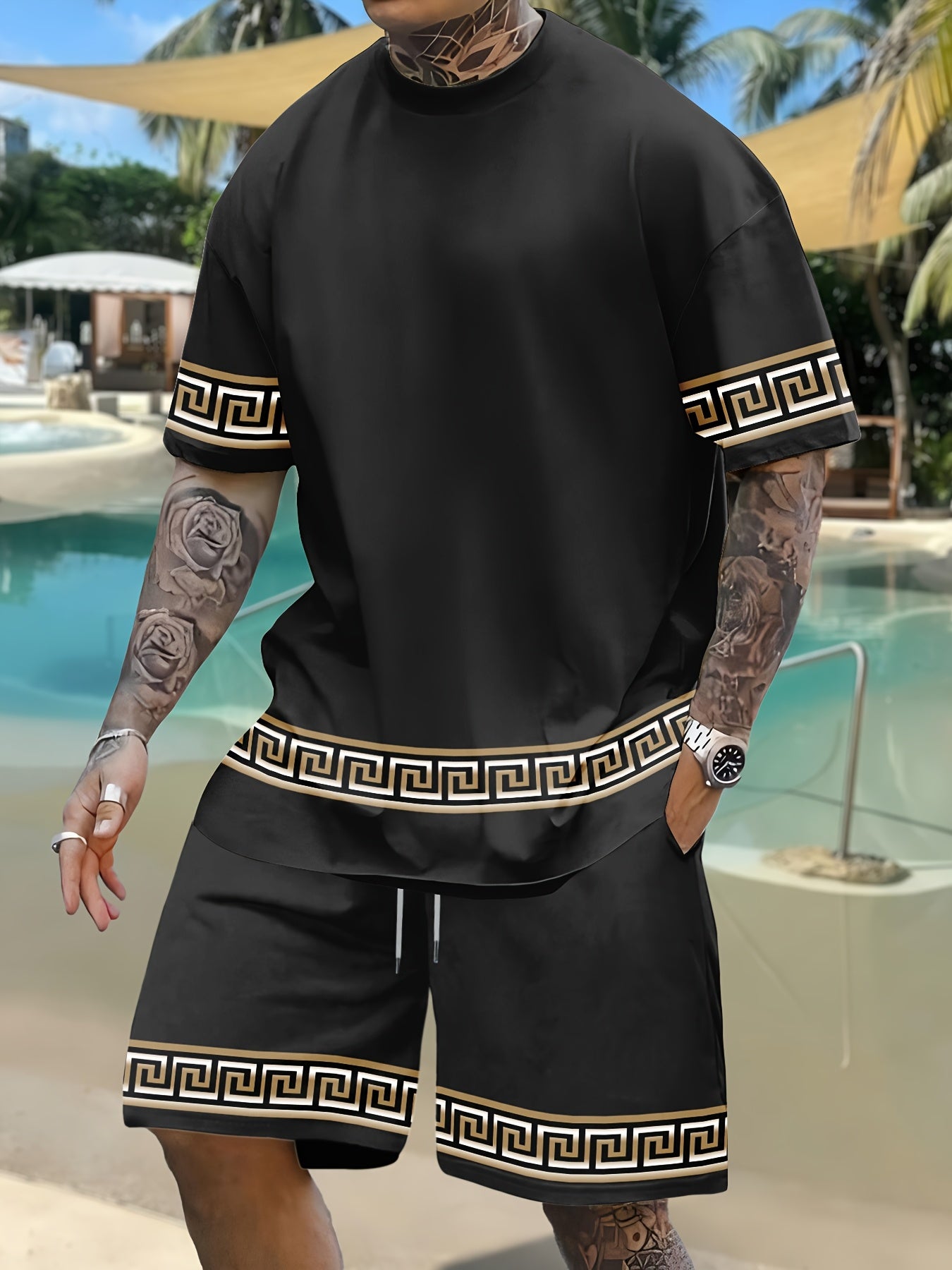 Men's Summer Gorgeous Printed Round Neck Set 962