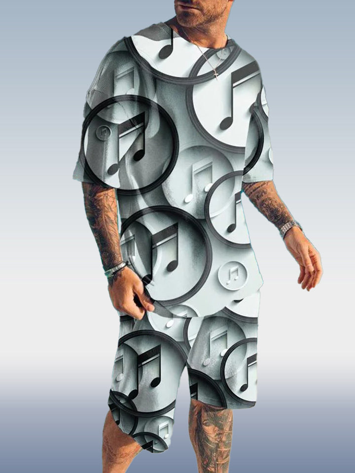 Suitmens Men's Music Print Shorts Set 350