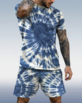 Men's spring and summer tie-dye printed suit 012