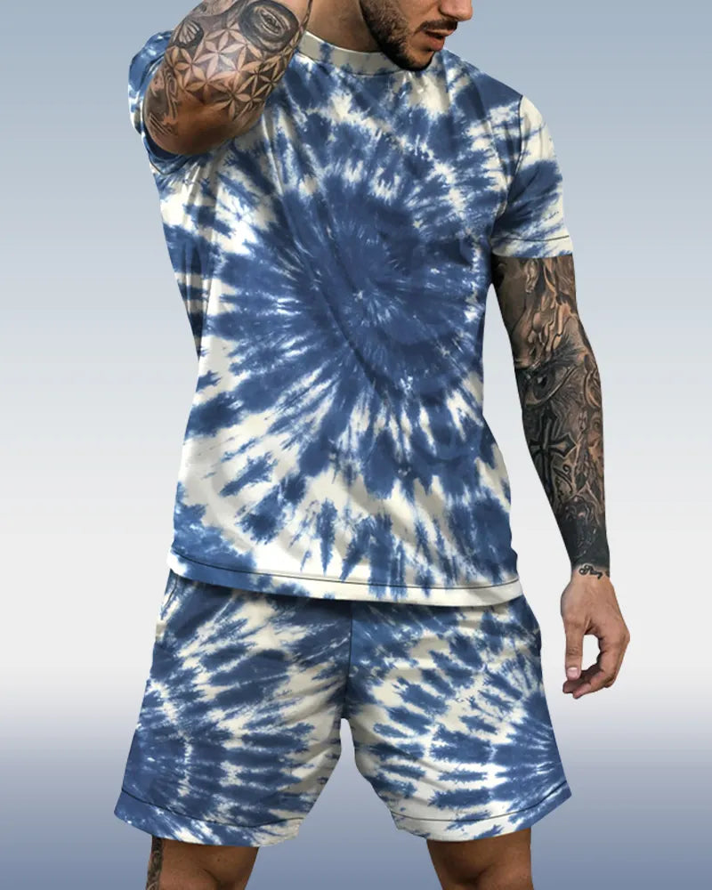 Men's spring and summer tie-dye printed suit 012