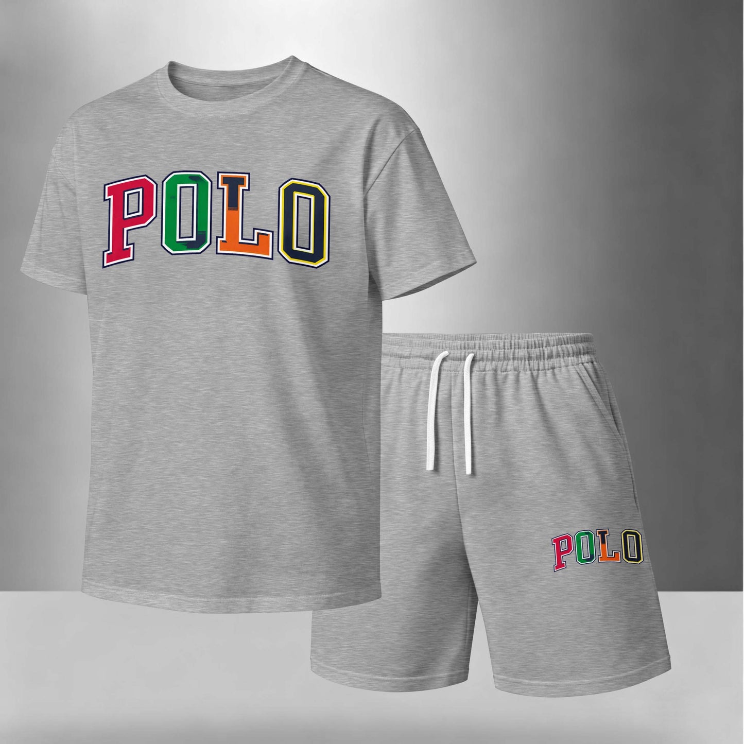 Men’s Summer 2 Piece Set, Letter Print Short Sleeve T Shirt and Drawstring Shorts Matching Outfit, Lightweight Breathable Casual Set for Travel, Streetwear, Beach, Vacation, and Daily Wear