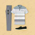 Men's Casual Light-Colored Geometric Printed Short-Sleeve T-Shirt And Pants Two-Piece Set